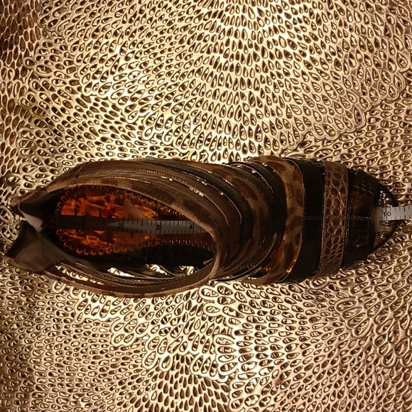 Luichiny Rear Zip Mixed Media Leather Animal Print Platform Sandal Booties - Picture 12 of 13